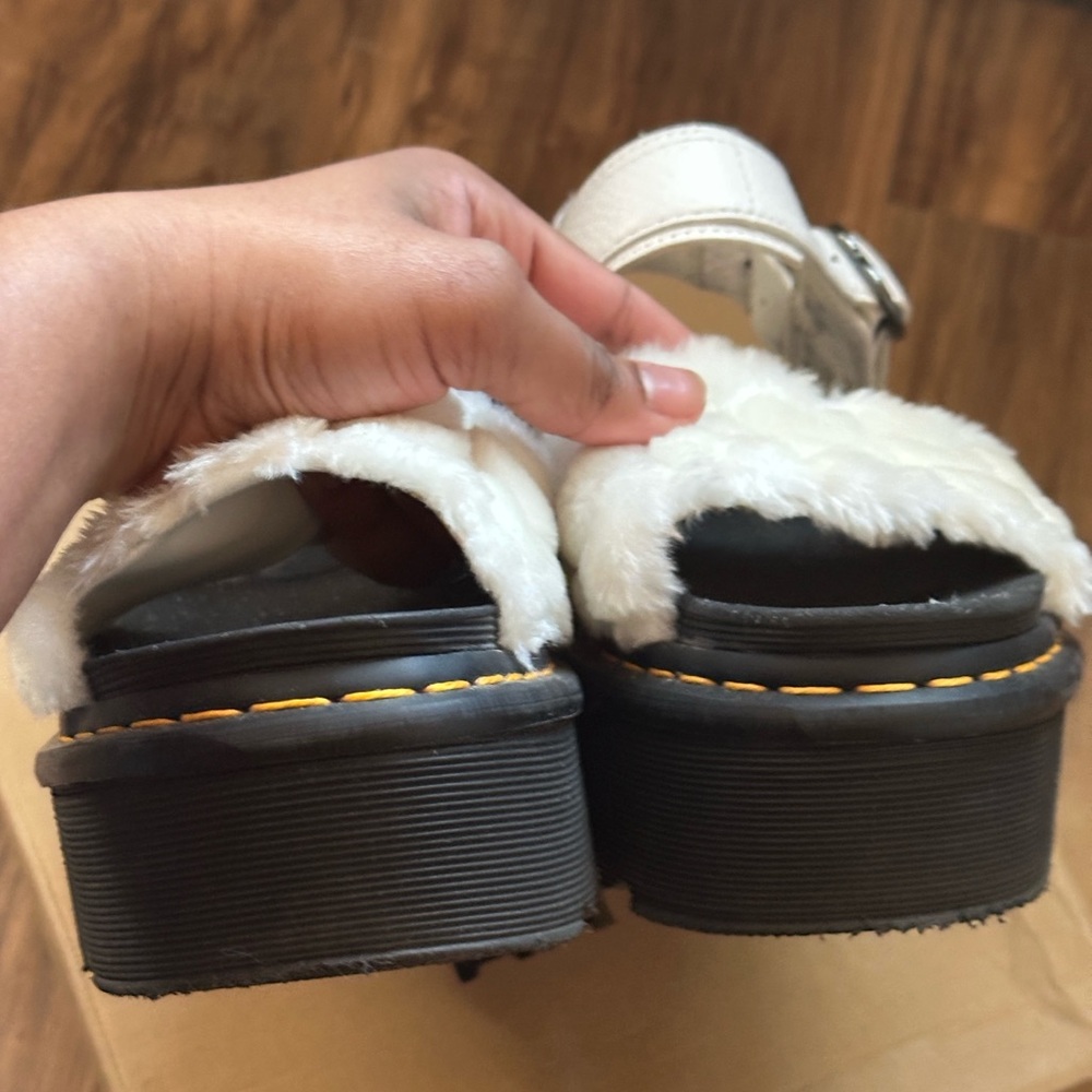 Dr. Martens White feaux fur heart Platform Sandals - Picture 4 of 6